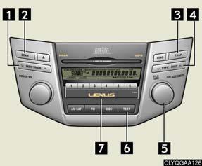 radio/satellite radio* FM: FM radio DISC: CD player *: The optional Lexus genuine satellite tuner and antenna allows you to receive and play XM satellite radio broadcasts. (Subscription is required.
