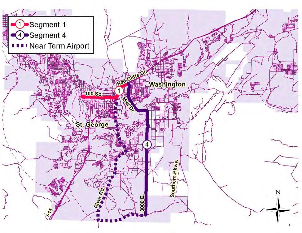 considered to provide BRT service to the airport. The Airport line alignment used in this study was defined during the study scoping process by the City of St. George stakeholders.
