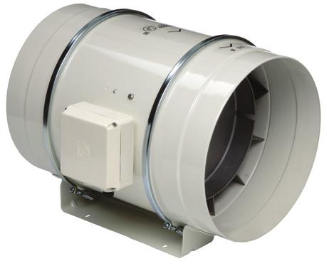 MODEL TD-MIXVENT INLINE MIXED FLOW DUCT FAN MODEL FEATURES Exhaust air up to 2,630 CFM with static pressure capabilities to 1 w.g.