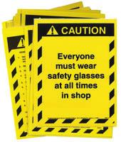 00 27 laminated 8 1/2 x 11 charts constantly remind students of the importance of working safely. Heavy black print is highly visible on bright yellow paper.