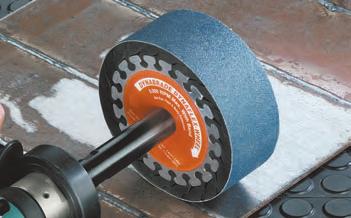 Expander wheels use abrasive bands. Bands are an abrasive belt with a liner on the inside for more durability and cutting action.