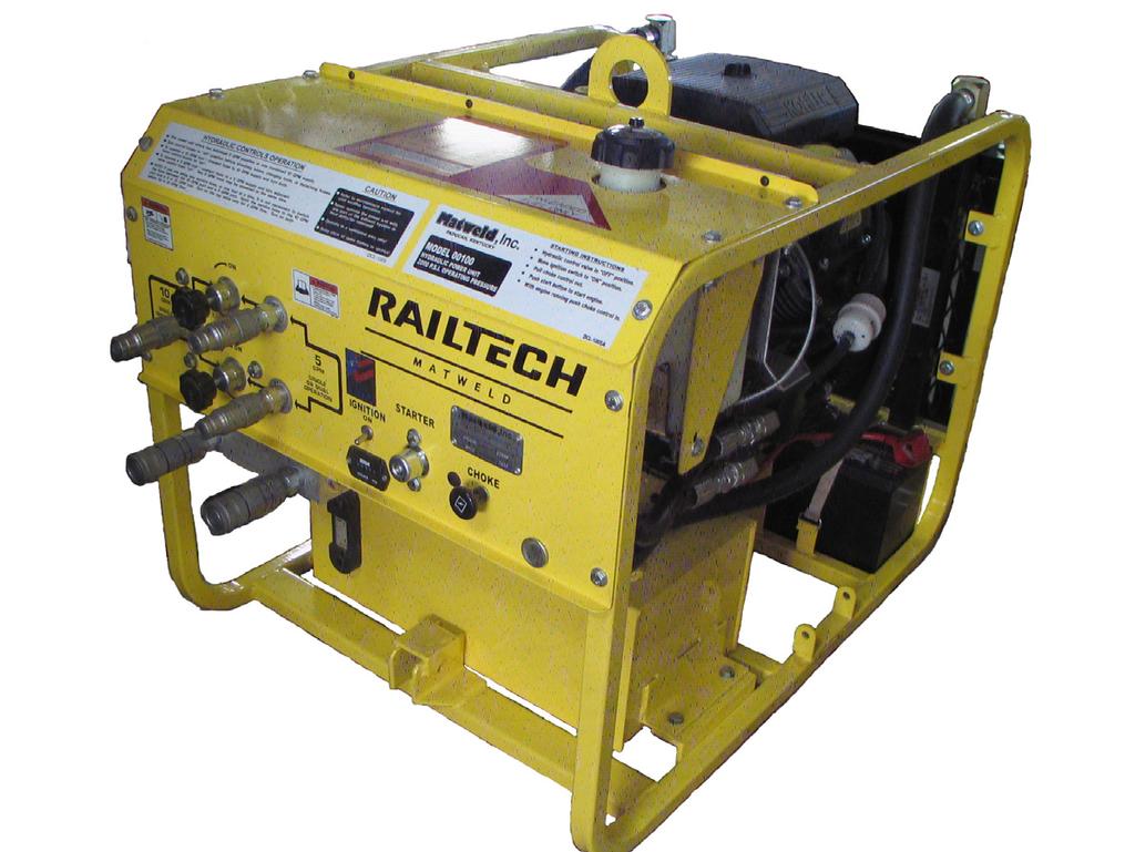 00100K DUAL CIRCUIT POWER UNIT The Railtech Matweld Dual Circuit Power Unit is designed to deliver two 5 GPM or one 10 GPM circuits at 2000 PSI.