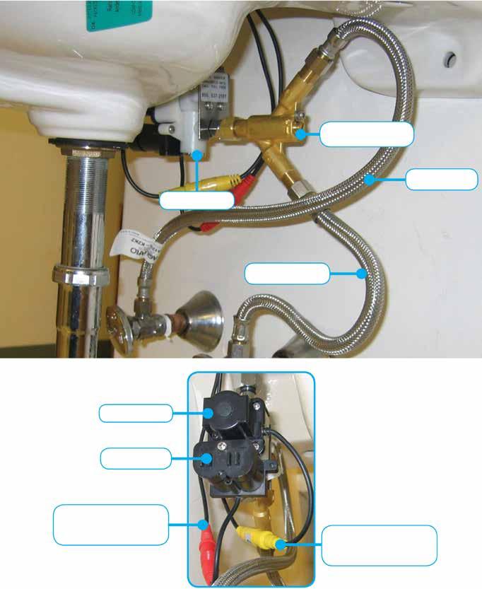 LIGATURE RESISTANT SENSOR FAUCET MOUNTING #SF370,, 5 OF 13 (UNDER SINK HOSES AND CABLES) NOTE: THE UNDER SINK PLUMBING AND ELECTRICAL ARE NOT LIGATURE RESISTANT.