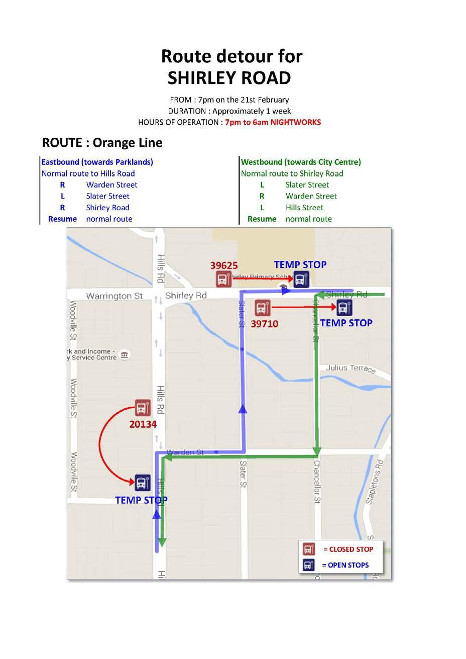 Example of - Closure/Detour notification: (Currently produced by ECan,