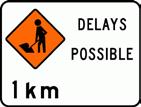 The sign is also used at unattended worksites where there are hazards within 5m of the edgeline. T1B TW-1B An authorised supplementary sign may be used. Road works 1 or 2 km T141 TW - 1B.