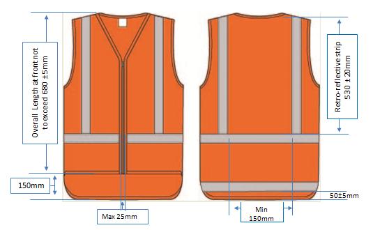 B3 High visibility garments High visibility garments must always be worn correctly fastened. Figure 1: Sleeveless vest (size small). Figure 2: STMS sleeveless vest (size small). B3.4.