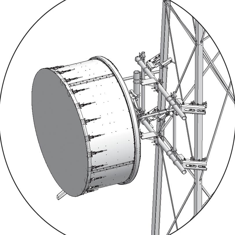 Tower Mounts d 3 2 c 1 a. Strut returns back to tower at recommended angle b. Tapered leg c. Channel supports adjust for inclination of tower leg taper d.
