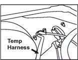 4 Temperature Sensor Harness Installation (Disregard this section if you have a K2, K3, K5, K41, K42 or K45 Mirror) 1) Mount Temperature Sensor: a) Remove splash guard panels, if necessary, to gain