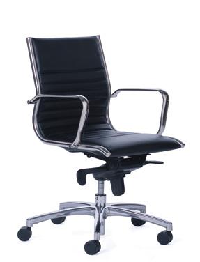 Gas lift height adjustable seat. Refined upholstery style.