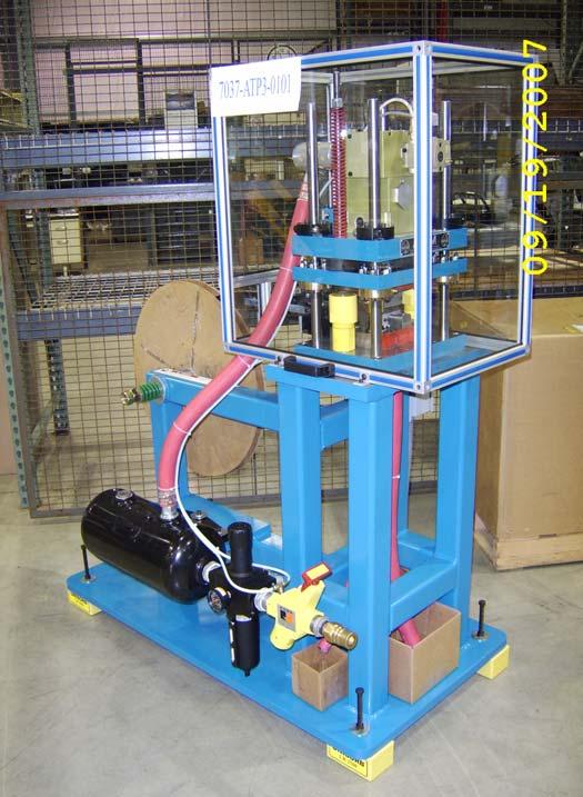 ATP3-0101 Press System 3 Ton Press with reel, feed, controls, enclosure and die Press Bed Size 13 x 11 Approx Press System Weight 600 Lbs Previously