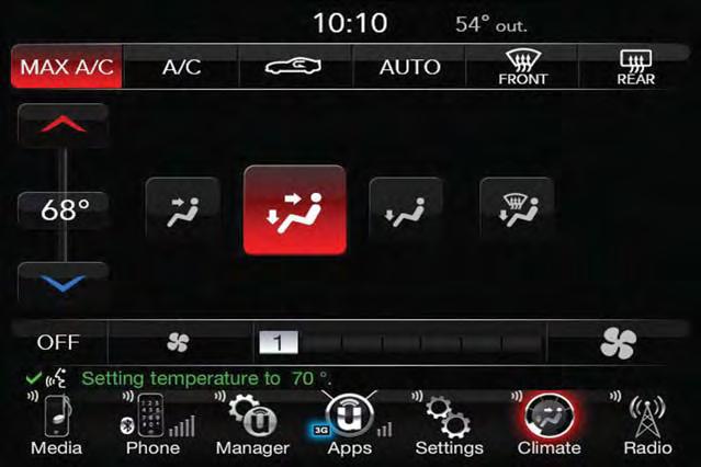 ELECTRONICS Climate Too hot? Too cold? Adjust vehicle temperatures hands-free and keep everyone comfortable while you keep moving ahead. Push the VR button.