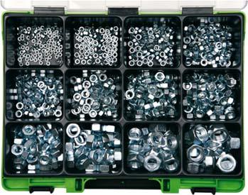 Nuts, Flat Washer and Spring Washer Assortment Nuts, Spring Washer Din 127, Flat Washers, ZN. 3,135 pieces. M3 0317 3 500 pcs. M4 0317 4 500 pcs. M5 0317 5 2. M6 0317 6 12.
