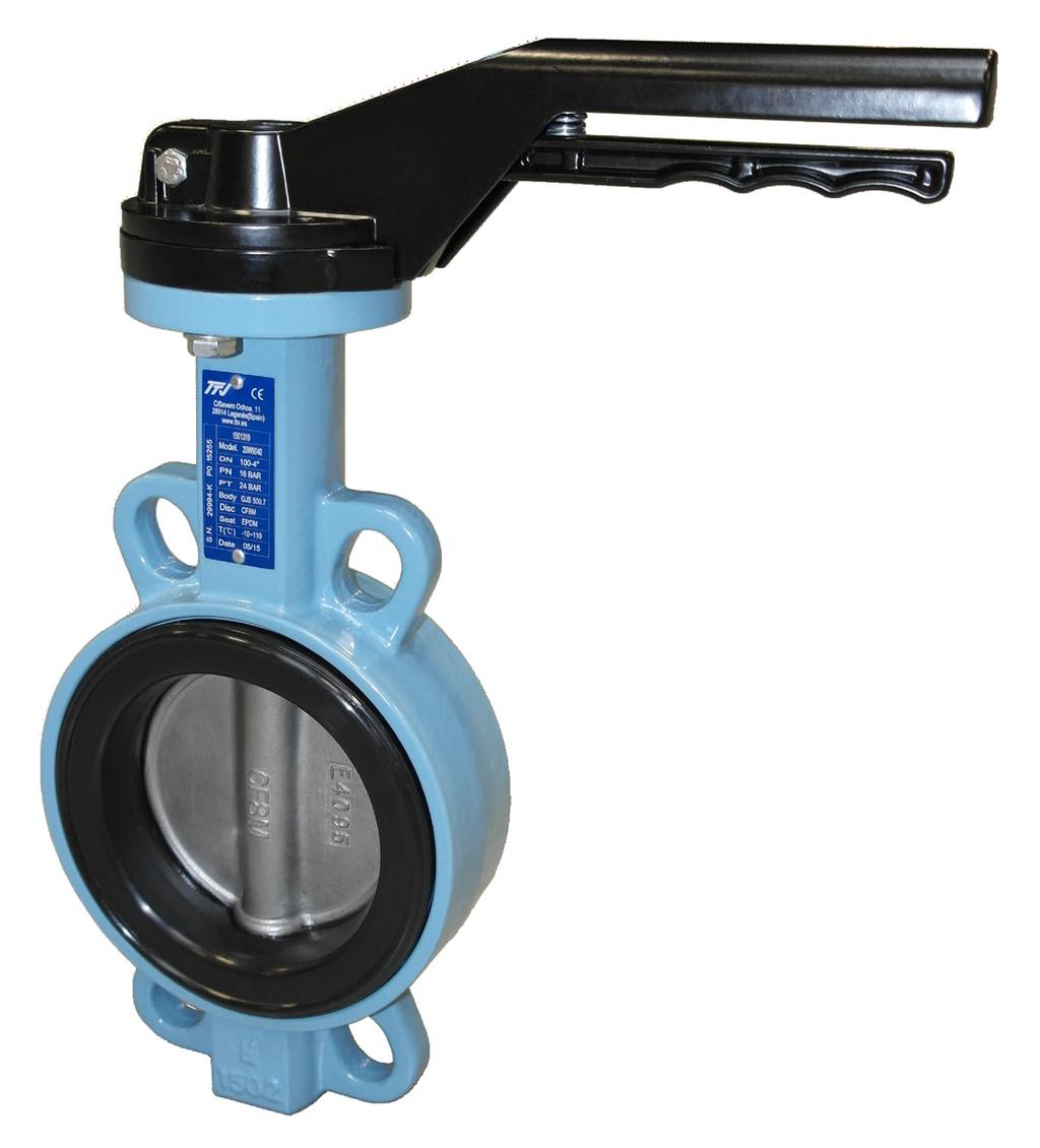 GENERAL FEATURES: Wafer type butterfly valve, DN32 - DN400