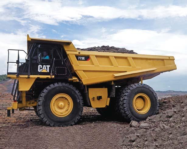 773E Of f-highway Truck Features: Power Train Cat 3412E air-to-air after cooled diesel engine features Hydraulic Electronic Unit Injector (HEUI ) for efficient operation.