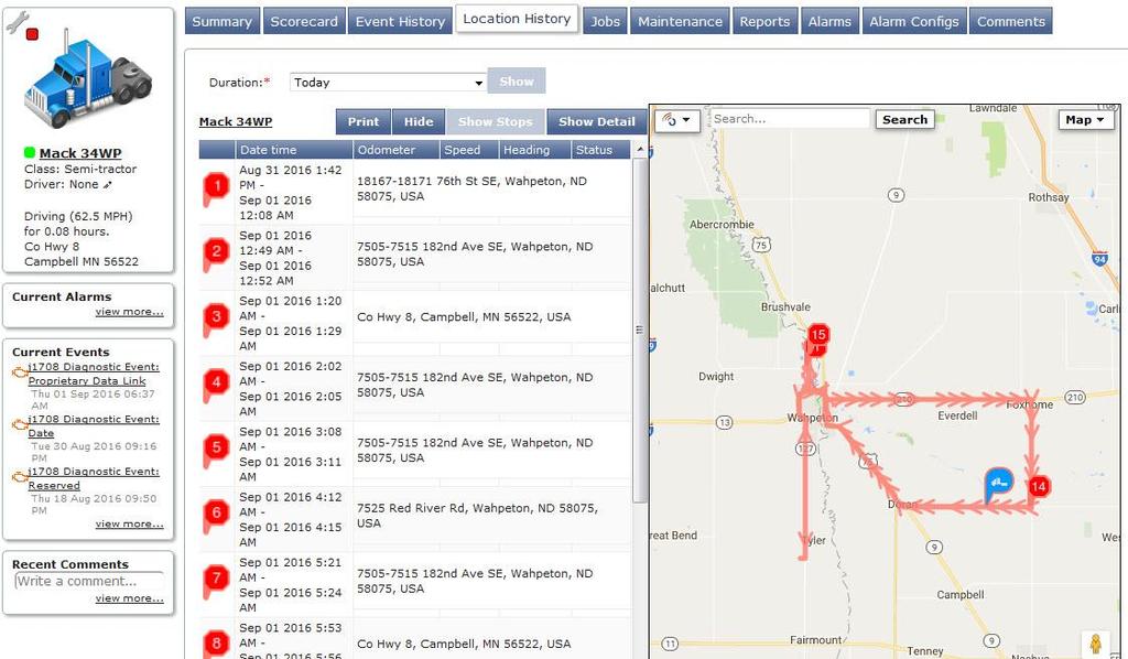 Other Vehicle History Use the Location History tab on any vehicle s data pages to compare the location of the vehicle at the