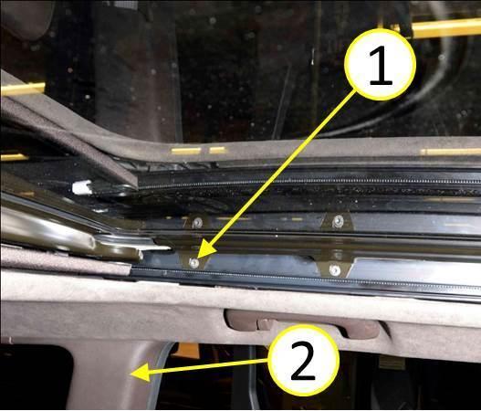 -3-23-010-14 Fig. 2 Sunroof Glass Panel Screw 1 - Screw 2 - C-Pillar 4.