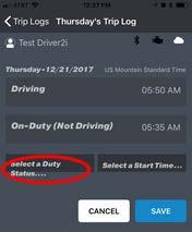 Note: Automatically recorded driving time cannot be edited.