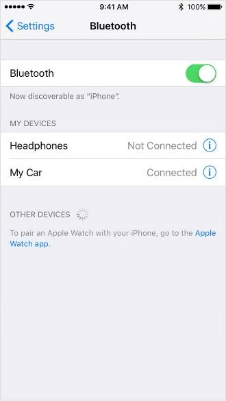 Set Up a Bluetooth Connection (Pairing Your Phone to Your OBD Adapter) Apple ios 1. On your ios device, tap Settings > Bluetooth.