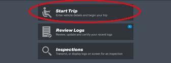 Starting a Trip Tap Start Trip to enter your vehicle details and begin your trip.