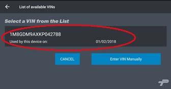 Automatic VIN Retrieval If your truck s Engine Control Module (ECM) supplies the VIN, it will be automatically populated, and you will be returned to the Trip Details screen.