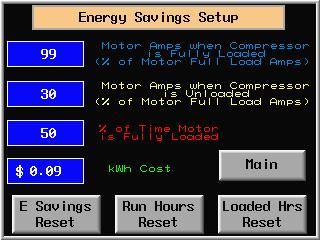 1.Press Energy Savings key on screen (FIG.14) or Next Page key on Units/ Time Setup screen (FIG.