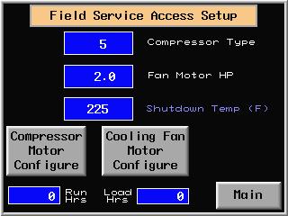 FOR FIELD SERVICE 1.On Security Logon screen (FIG.24) press the 0 to get numeric keypad & enter 4-digit password (consult factory for password) & Field Service Setup key will appear. 2.