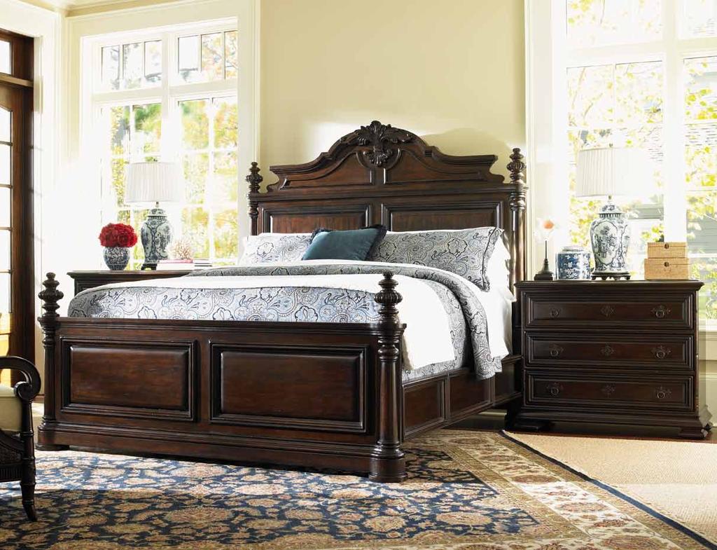BEDROOM y Elegant turned posts, exquisite hand carvings and classic raised moldings are signature elements of British Colonial design.
