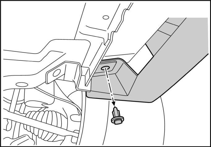 12. VEHICLE PREPARATION Fig. 12a 12. Remove one (1) philips screw at the front of the center mud guard on both sides of the vehicle. Fig. 12b NOTE: If vehicle is equipped with a chip guard behind the front wheel, remove one (1) philips screw as shown on both sides.
