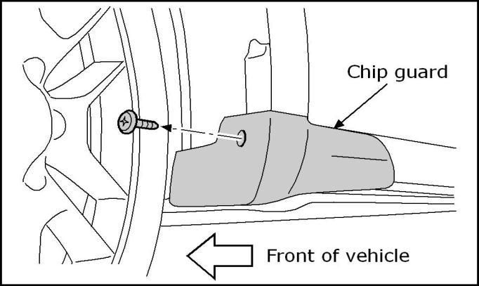 Using a flat bladed screwdriver, carefully loosen and remove six (6) retaining clips from the bottom of the mud guards on both side of the vehicle.