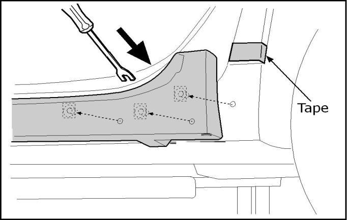 12. VEHICLE PREPARATION Fig. 14a 14. Use a pry tool to gently pry eleven (11) panel clips from the body on both sides of the vehicle.