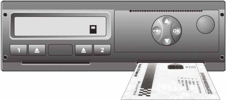 Read out tachograph data 1. Place the company card into the digital tachograph and wait until the card has been registered. 2.
