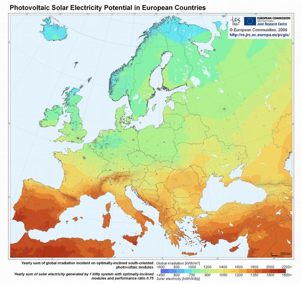 Päikesekiirguse hulk Euroopas