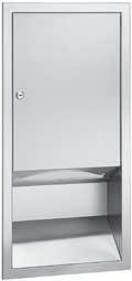Dispenses 400 multi-fold or 300 C-fold towels. Rough wall opening 1113 32" W x 15¾" H x 4" D. 10 Semi-Recessed 21 8" in wall, projects 2" from wall.
