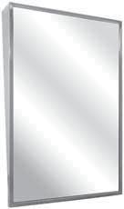 WIDTH 3/4" (19 mm) MODEL 7405 Fixed-angle, tilt mirror with integral welded stainless steel shelf. ¾" x ¾" frame with welded and polished corners. ¼" thick glass.
