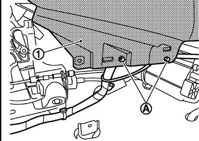 Release the floor panel harness clamps (A) from the instrument panel