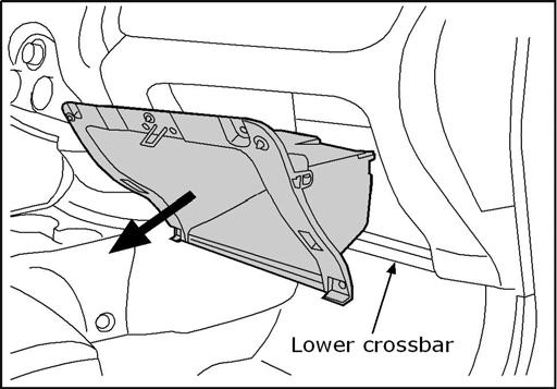 13. INSTALLATION Fig. 65 65. Reinstall two (2) plastic clip fasteners on either side of the center console. Fig. 66 66. Remove four (4) Phillips crews from the bottom of the glovebox compartment.