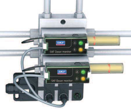 SKF Doser monitor SKF Doser monitor is a monitoring unit for SGA- and SG-dosers in a dual-line central lubrication system. It senses the movement of the doser piston.