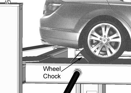 Install the Approach Ramps on the entry side of the lift. (Install the 4 Optional Drive Up Ramp Locks, if desired to keep the Drive Up Ramps from Flipping down.) (See Fig. 16.2) Fig 16.2 6.