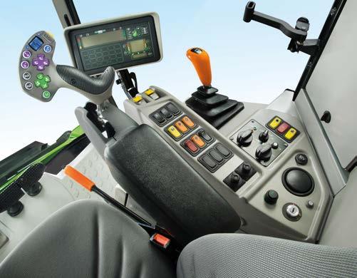 The electrically activated commands of the threshing functions are at your fingertips on the dashboard to the driver s right.