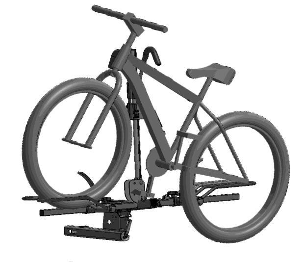 Installing bikes on the HR1450Y-E: Carrying one E-Bike: Remove battery from bike. Due to the weight of the bike, you can use the outside position per Fig. 24 to carry the bike.