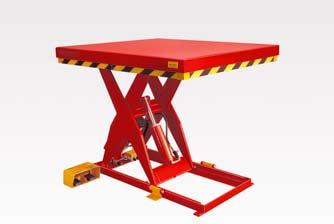 remote power packs Safety skirts Tandem tables Work bench applications Manual and powered tables Tilting decks Manual