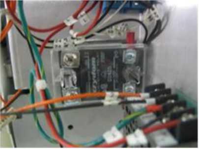 3.5.3 Sold State Relay The SSR is used to control the heating elements The SSR receives a 24VDC signal voltage from the I/O board and closes to allow the 120VAC to pass through to the heaters.