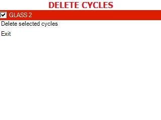 4.10.6 Delete custom cycles In this menu you can delete any of the custom cycles that appear on the list. 1. Use the Up/Down key to move the cursor to the cycle you wish to delete. 2.