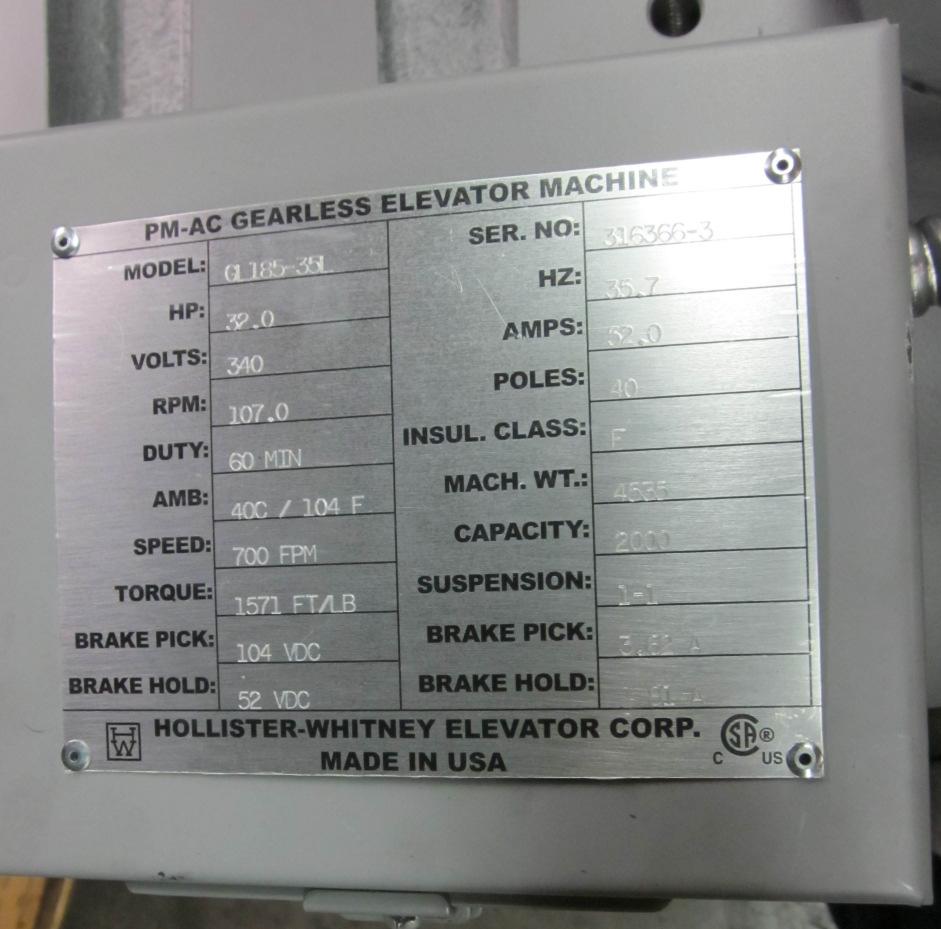 Top mount - Optional mounting location #3 Only available on some machines Consult Hollister-Whitney Engineering.