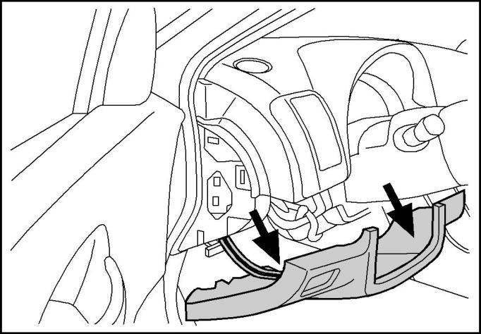 Carefully pry out the center footwell panel from the driver side center stack. Repeat for passenger side. Fig.