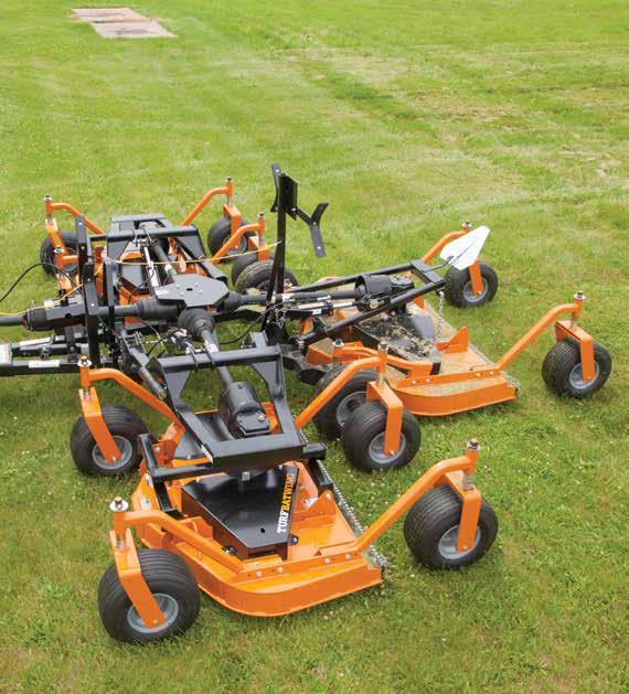 Turf Batwing Mowers Turf Batwing Mowers TBW180 Our flexible wing finish mowers feature Woods' proven cutting deck in a three-gang configuration mounted to a heavy-duty trailer.