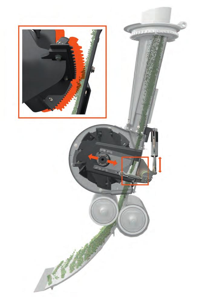 Crop accelerator and discharge spout. Energy-saving and accessible.