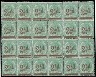 ' on 4d deep green SG 231a block of 12 (3x4) Perf 10 horizontally & at left, the other vertical columns Perf 12½, small fault between the first two