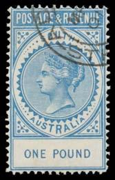 (5) 300 319 V A B1 Ex Lot 319 1886-96 'POSTAGE & REVENUE' Perf 11½-12½ 5/- to 1 SG 196a-199a, CTO with double-circle Adelaide cds, Cat 400.