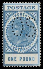 400 Lot 351 351 * A- A1 1904-11 Thick 'POSTAGE' 1 deep blue perf 'OS' BW #S69b, excellent centring, minor natural